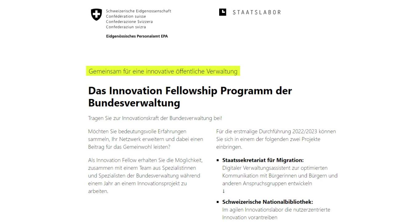 Das Innovation Fellowship Programm der Bundesverwaltung