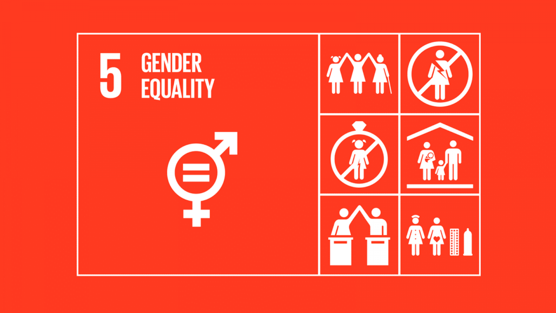 icons of the sdg 5 on gender equality