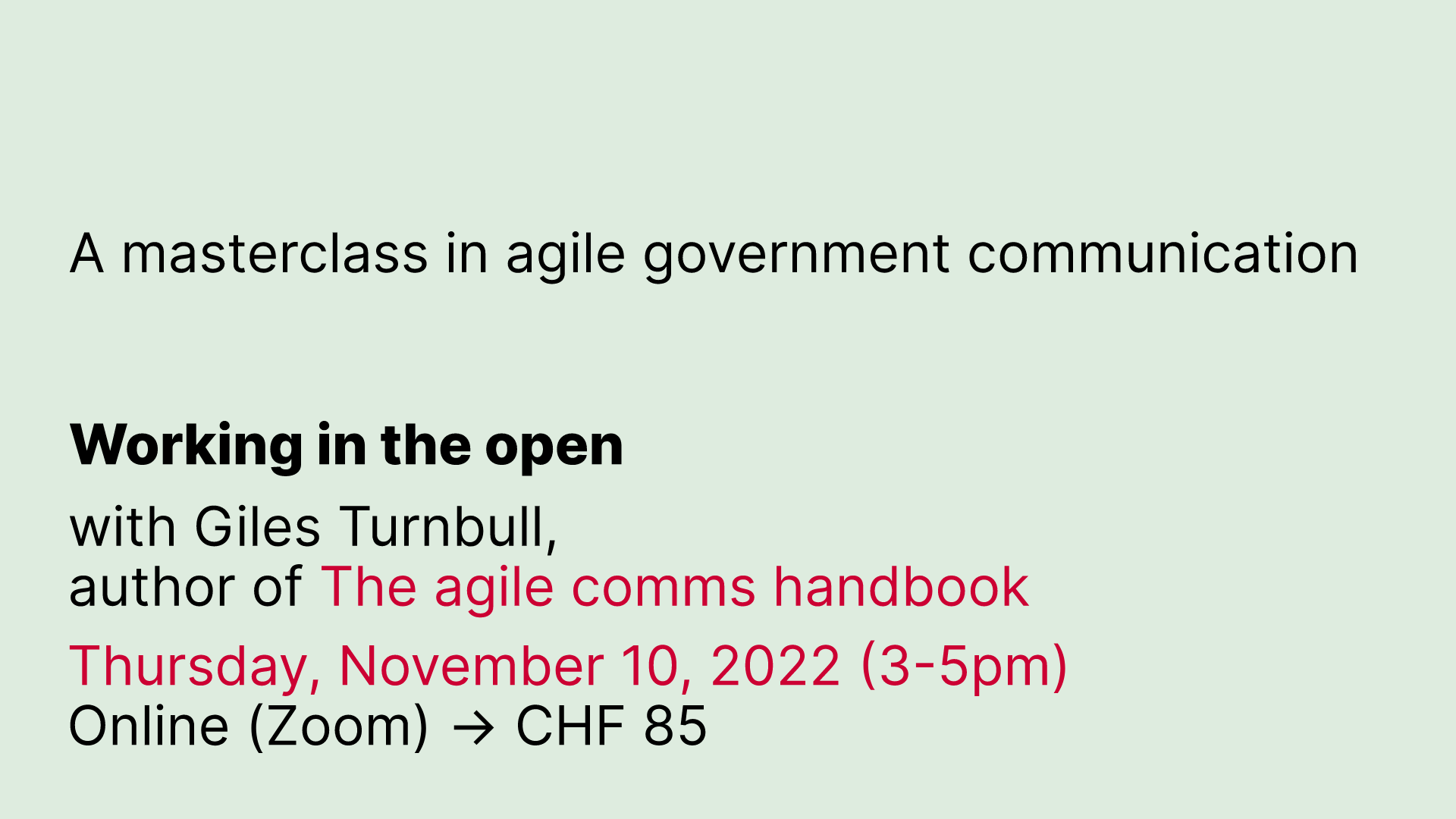 Giles Turnbull Masterclass on agile government communication